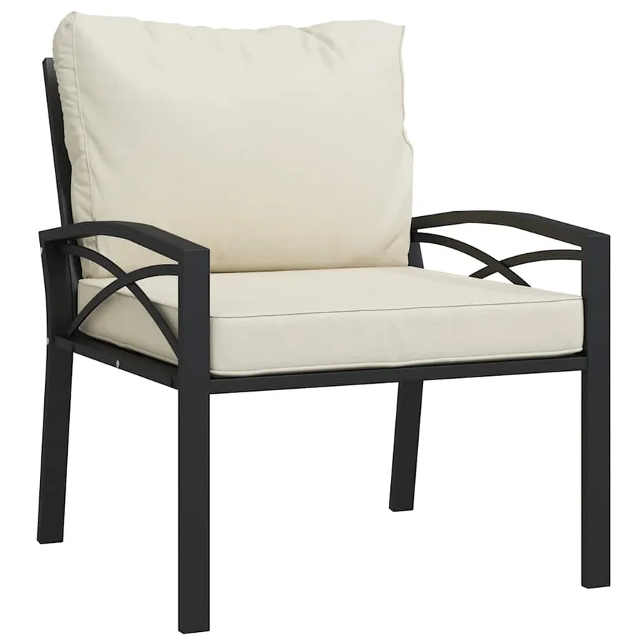 Chaise de jardin avec coussins sable 68x76x79 cm acier - 2