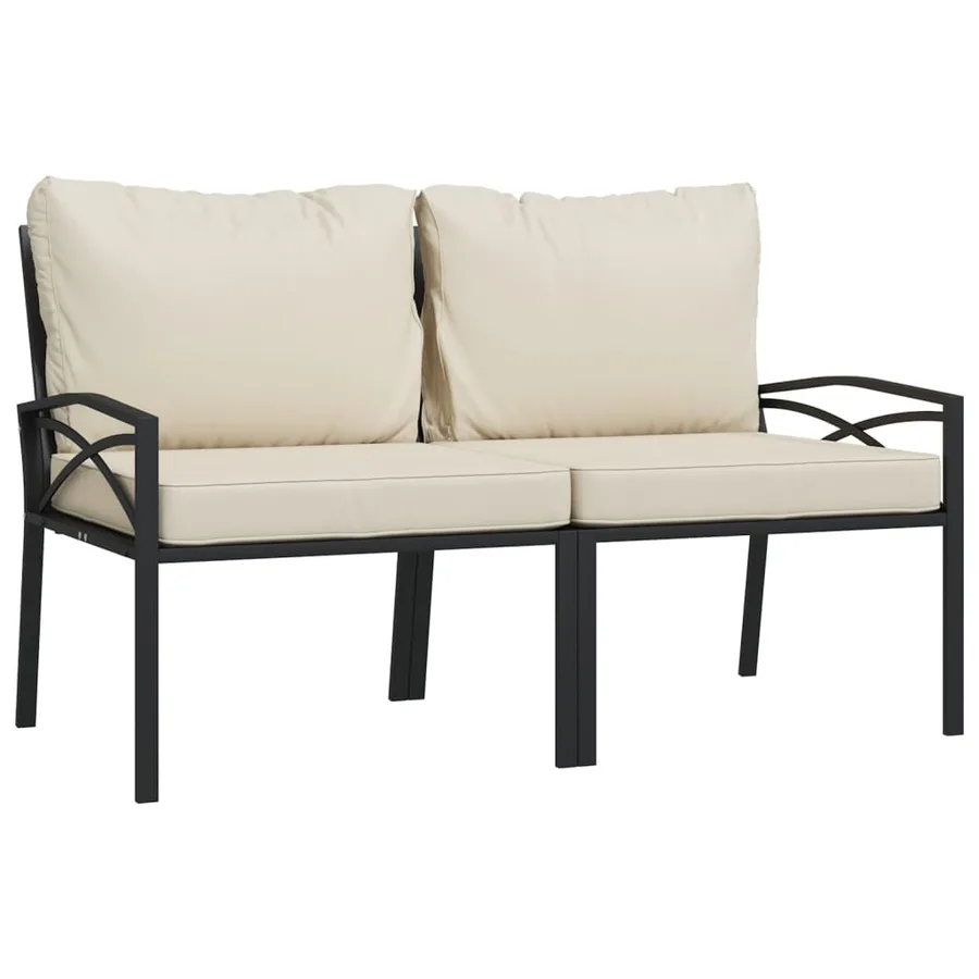 Chaises de jardin et coussins sable lot de 2 62x75x79 cm acier - 2