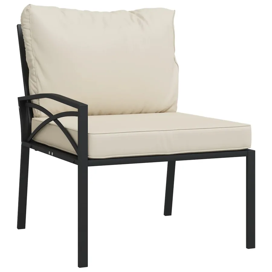 Chaises de jardin et coussins sable lot de 2 62x75x79 cm acier - 3