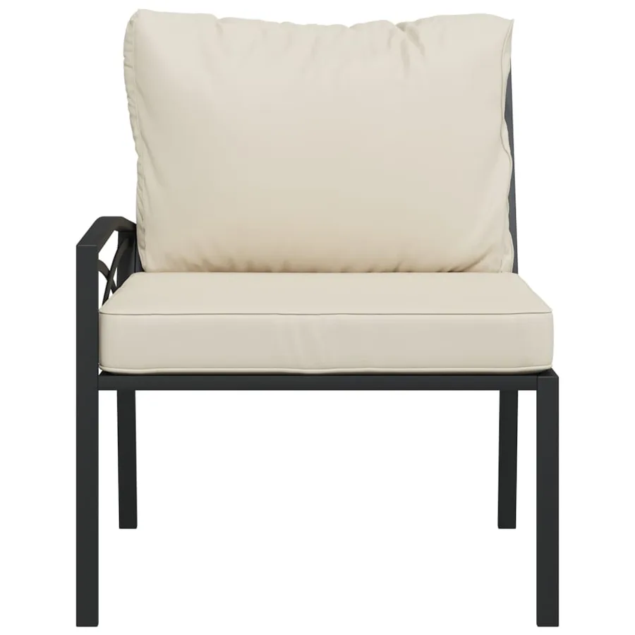 Chaises de jardin et coussins sable lot de 2 62x75x79 cm acier - 4