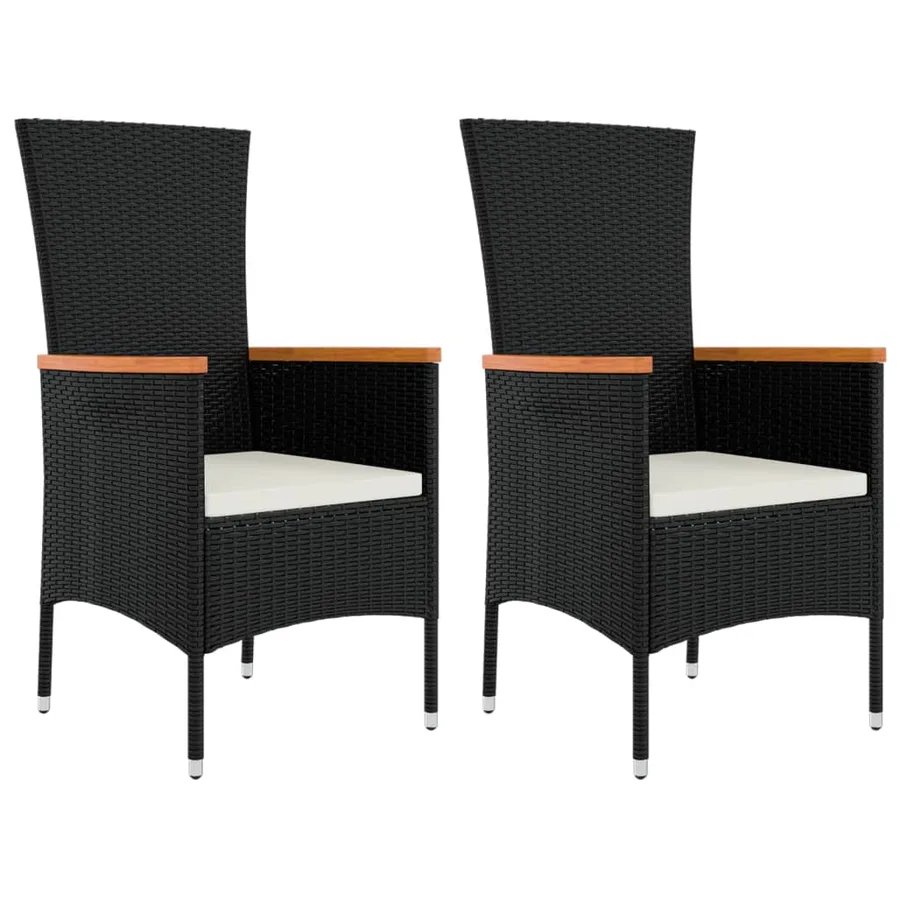 Chaises de jardin lot de 2 avec coussins Résine tressée Noir - 2