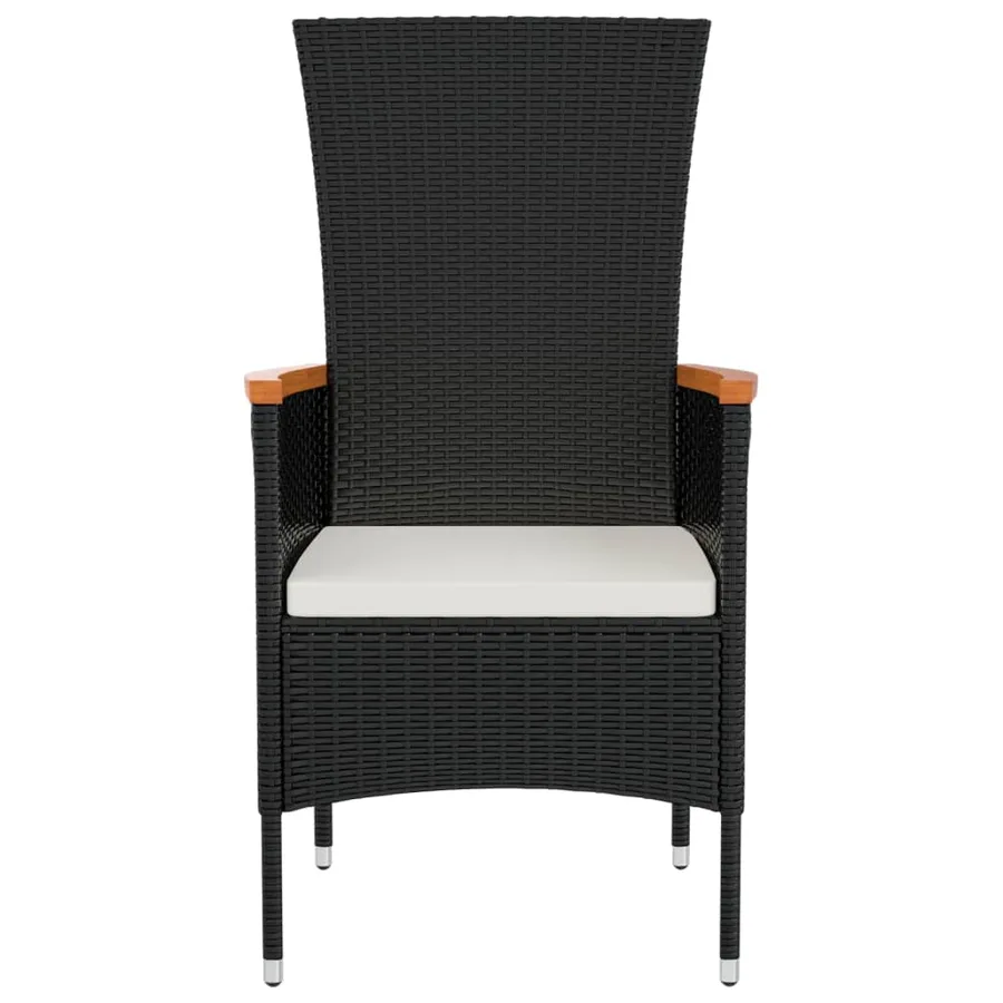 Chaises de jardin lot de 2 avec coussins Résine tressée Noir - 4