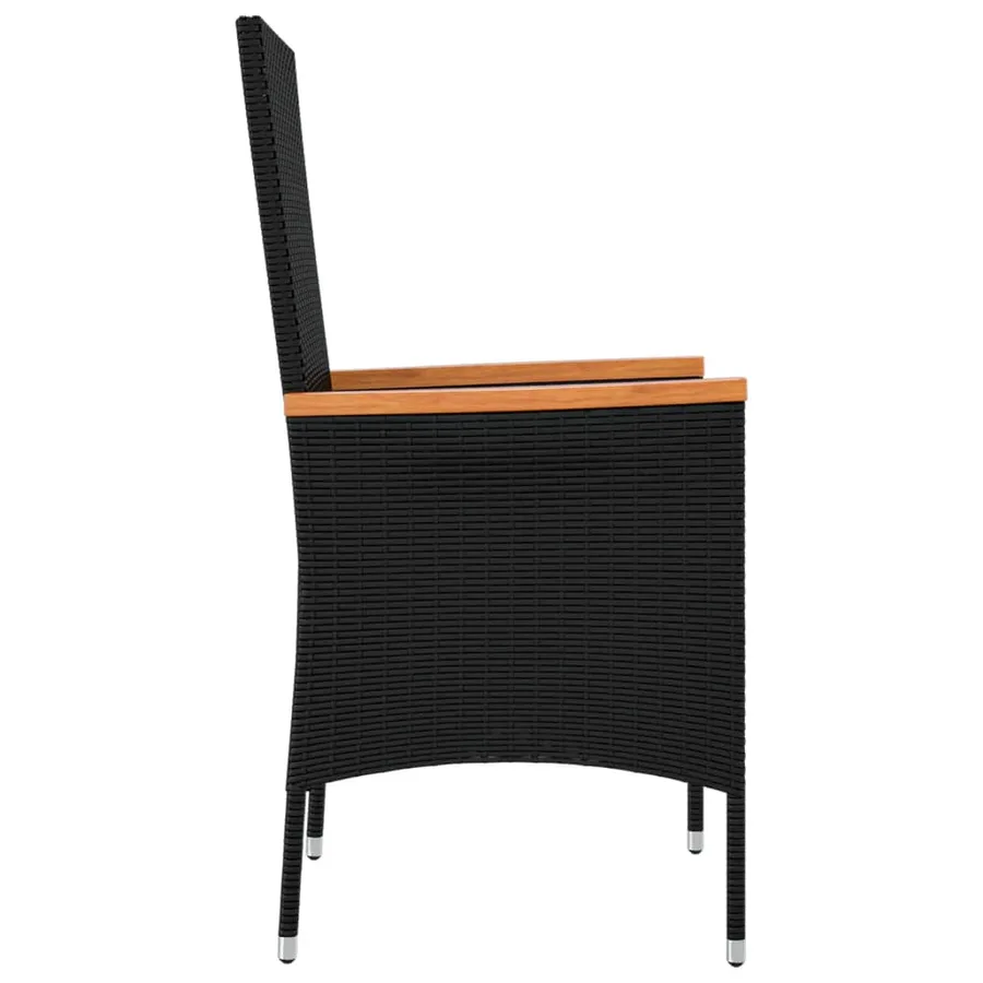 Chaises de jardin lot de 2 avec coussins Résine tressée Noir - 5