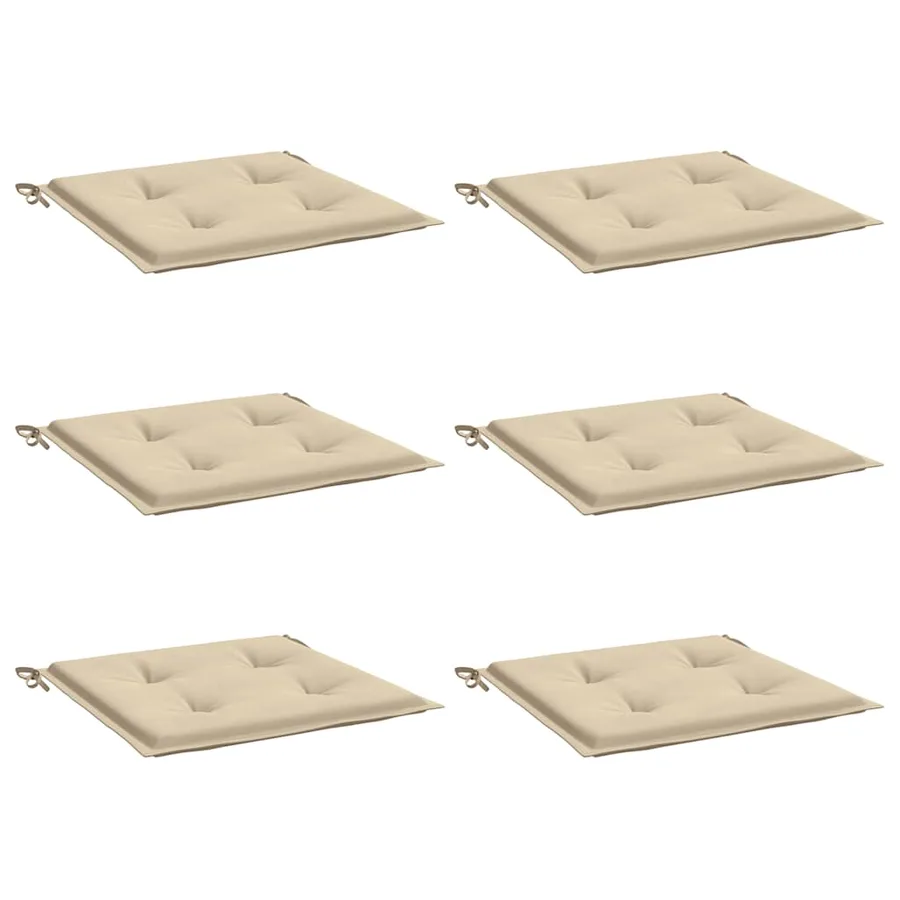 Coussins de chaise jardin lot de 6 beige 50x50x4cm tissu oxford - 3