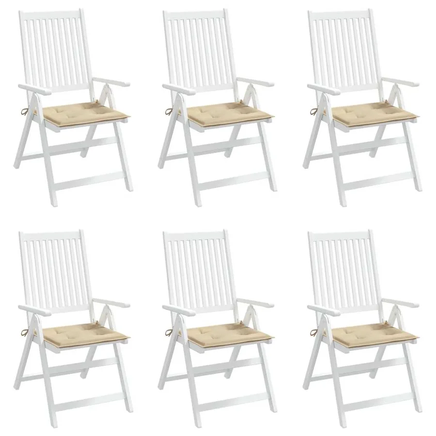 Coussins de chaise jardin lot de 6 beige 50x50x4cm tissu oxford - 4