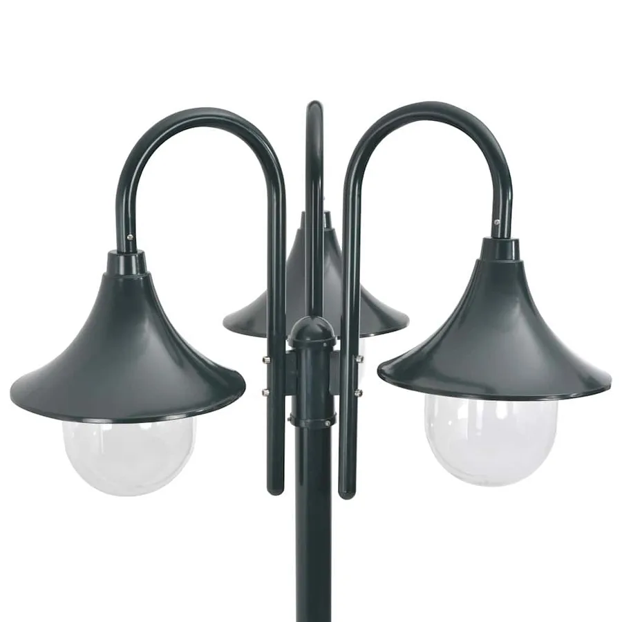 Lampadaire de jardin E27 220cm Aluminium 3 lanternes Vert foncé - 3