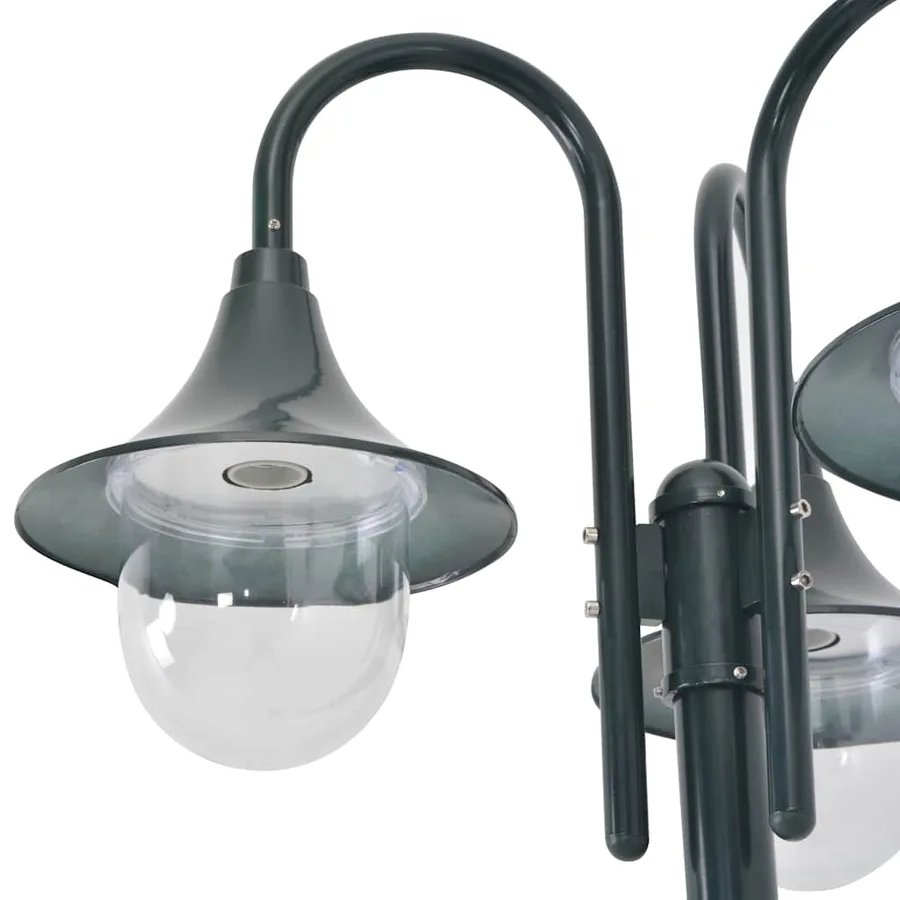 Lampadaire de jardin E27 220cm Aluminium 3 lanternes Vert foncé - 4