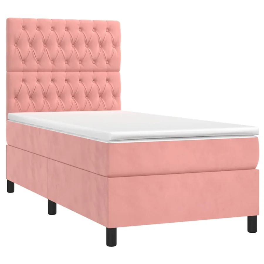 Sommier à lattes de lit matelas et LED Rose 80x200 cm Velours - 3