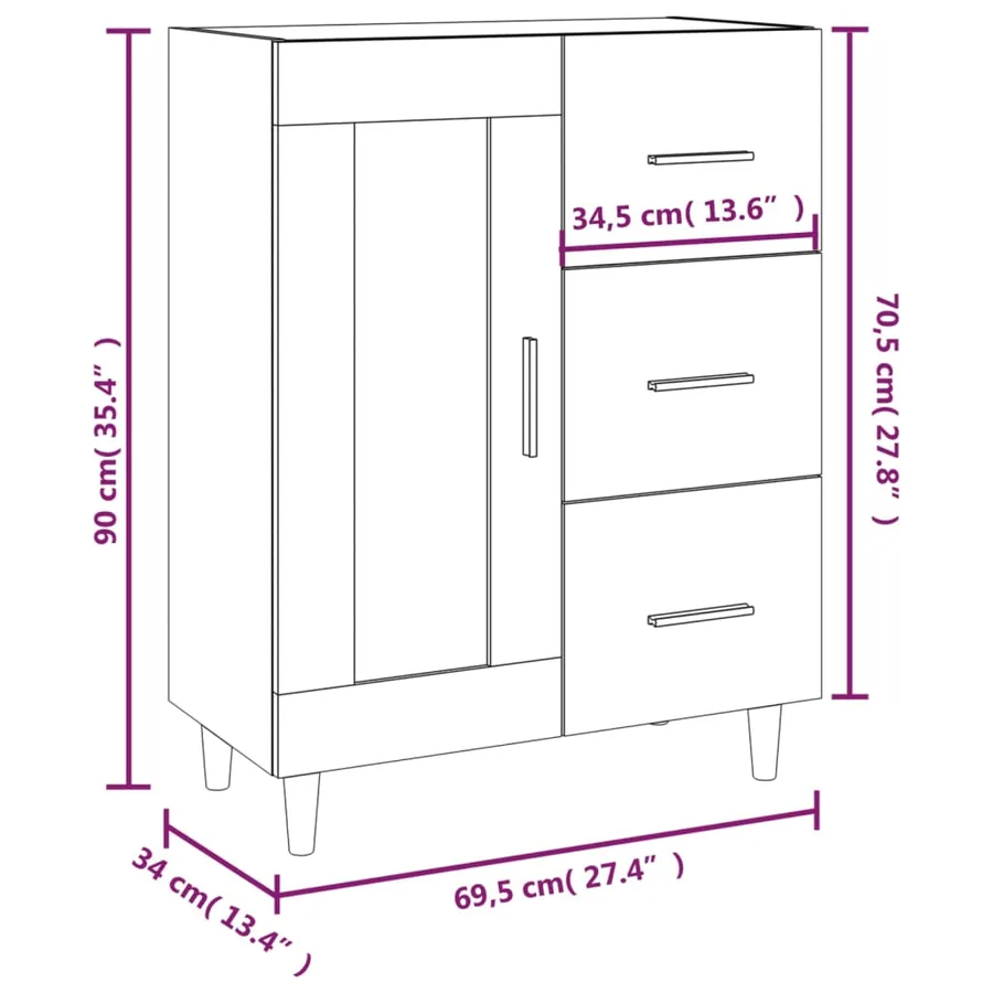 Buffet sonoma gris 69,5x34x90 cm bois d'ingénierie - 10