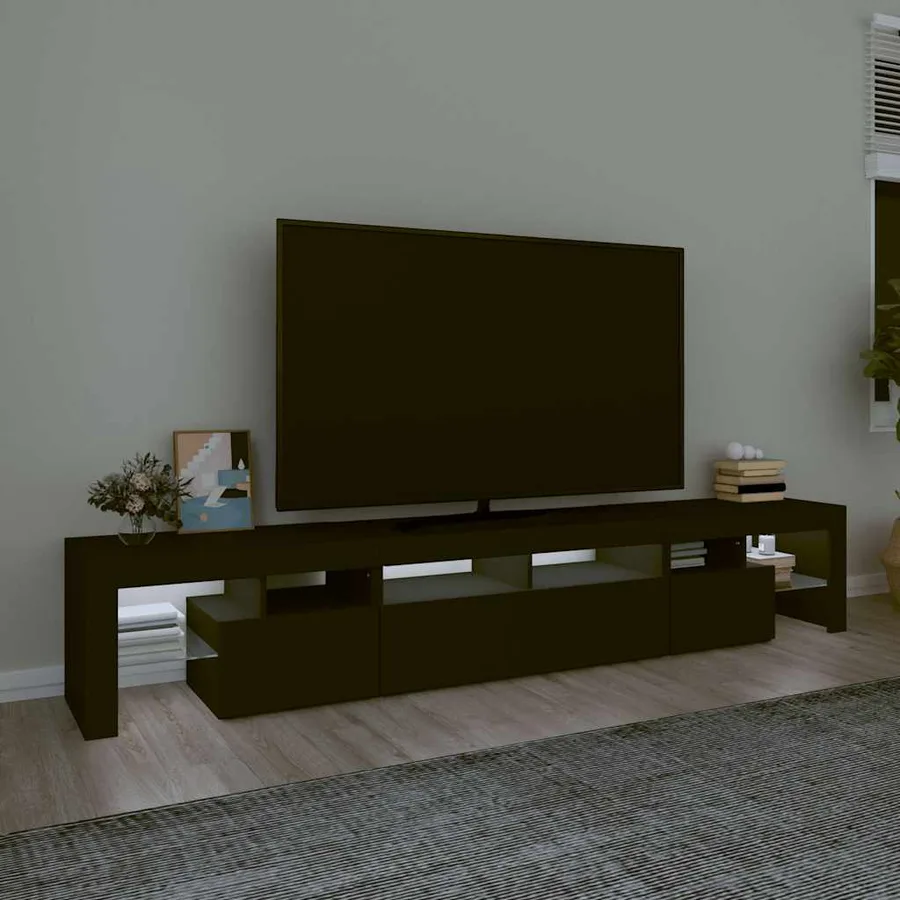 Meuble TV avec lumières LED Noir 230x36,5x40 cm - 3