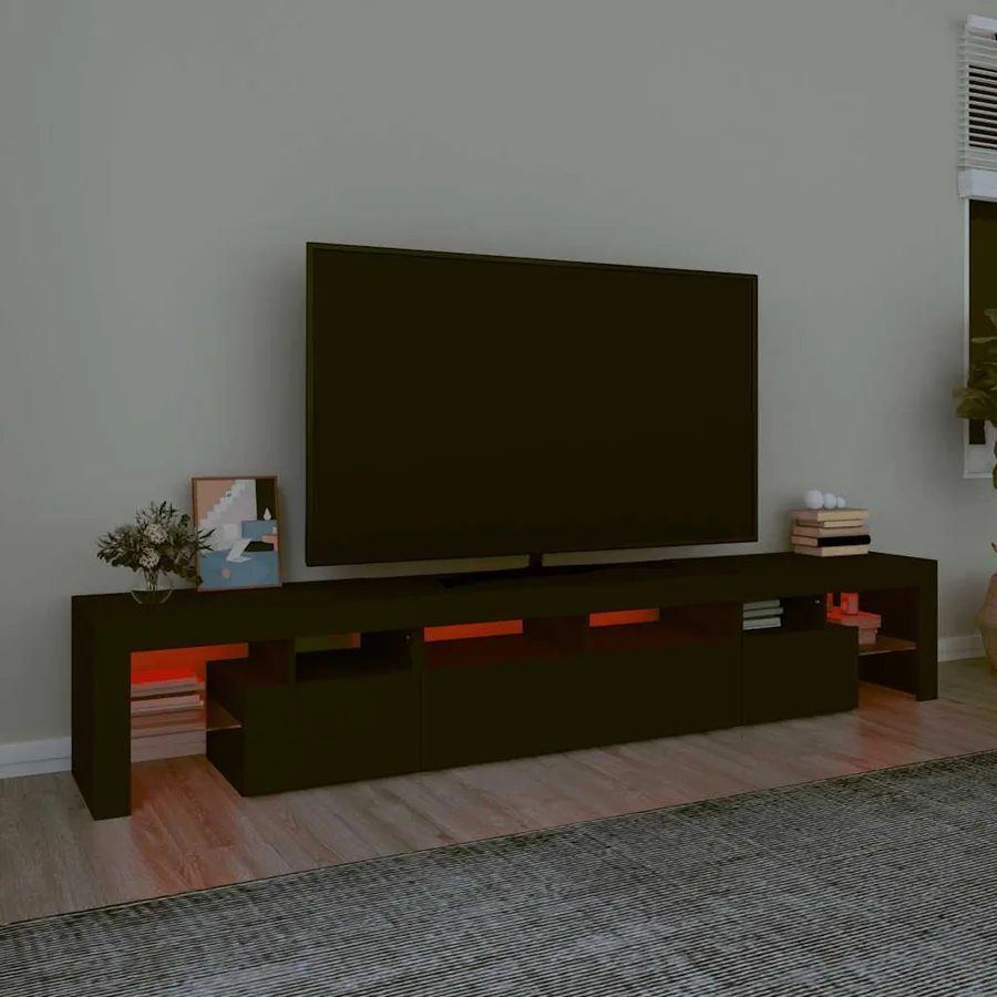 Meuble TV avec lumières LED Noir 230x36,5x40 cm - 5