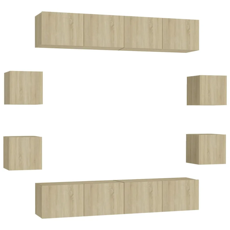 Ensemble de meubles TV 8 pcs Chêne sonoma Bois d'ingénierie - 2
