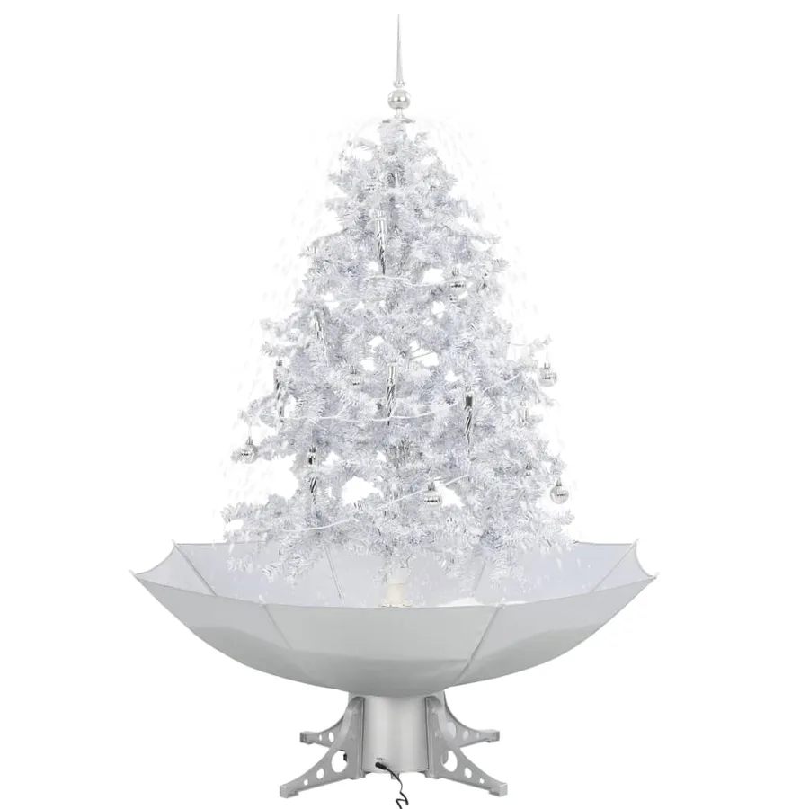 Arbre de Noël neigeux avec base de parapluie Blanc 140 cm - 2