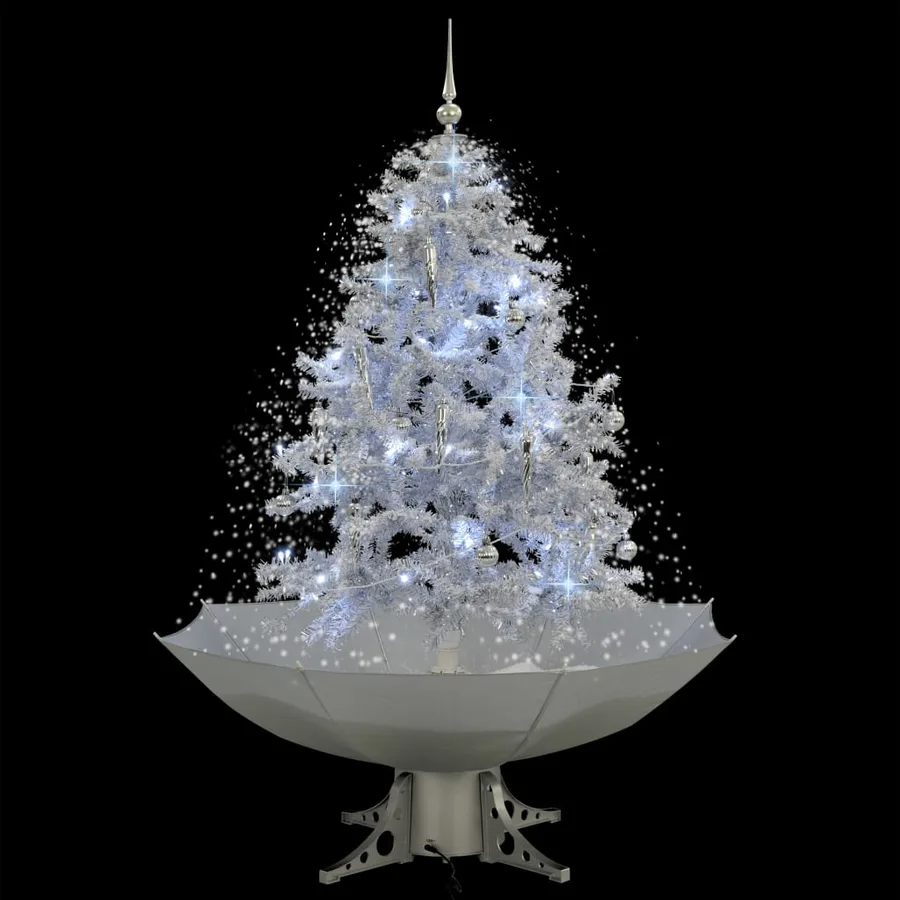 Arbre de Noël neigeux avec base de parapluie Blanc 140 cm - 3