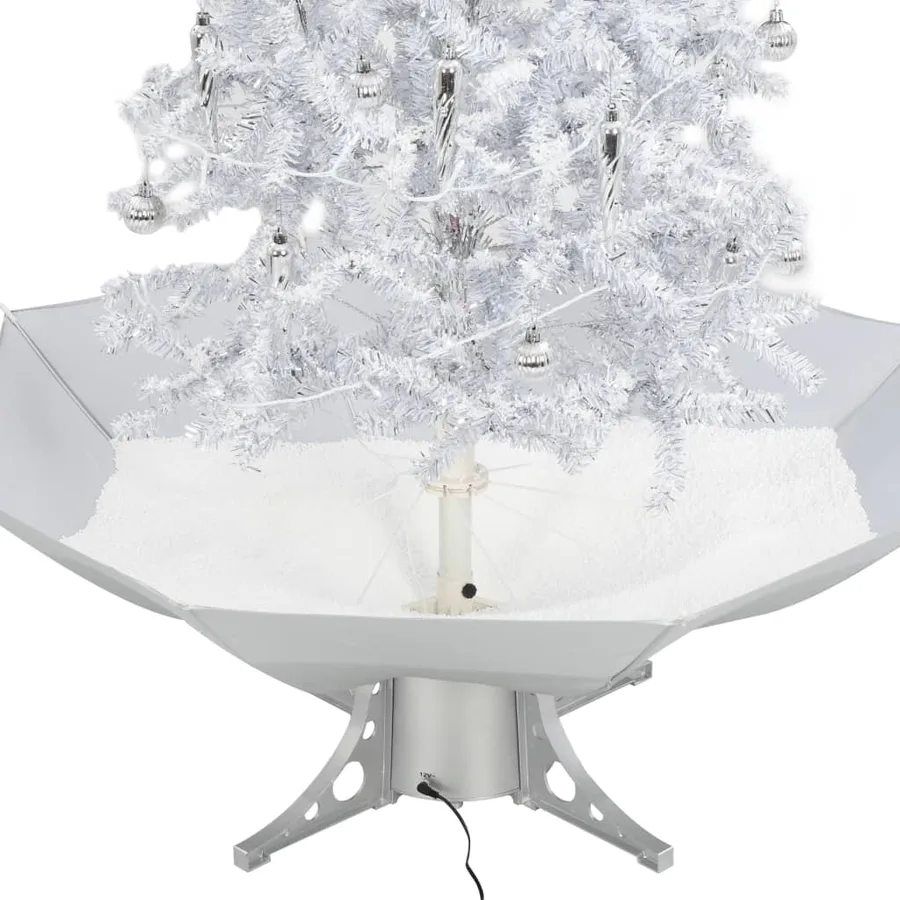 Arbre de Noël neigeux avec base de parapluie Blanc 140 cm - 8