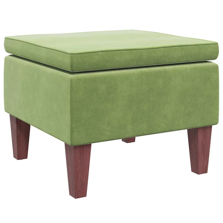Tabouret avec pieds en bois Vert clair Velours - 5