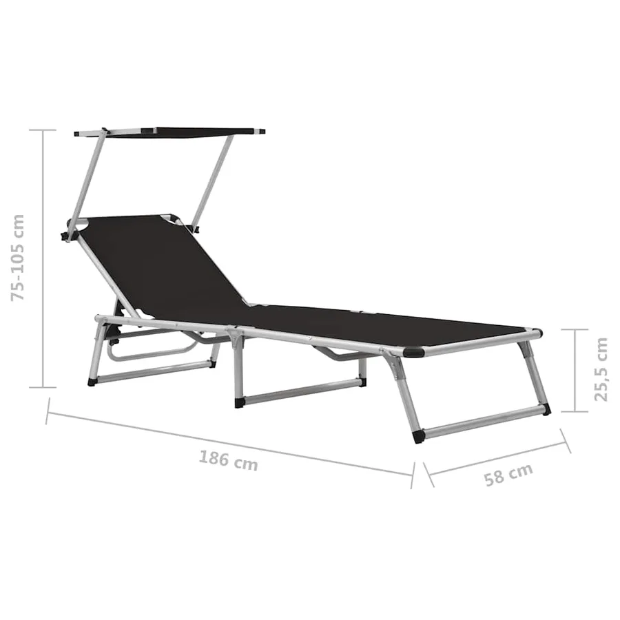 Chaises longues pliables et toit lot de 2 Aluminium textilène - 11