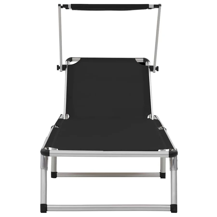 Chaises longues pliables et toit lot de 2 Aluminium textilène - 3