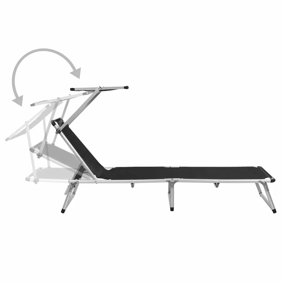 Chaises longues pliables et toit lot de 2 Aluminium textilène - 5