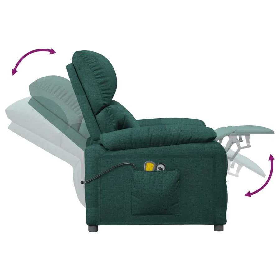 Fauteuil électrique de massage Vert foncé Tissu - 8