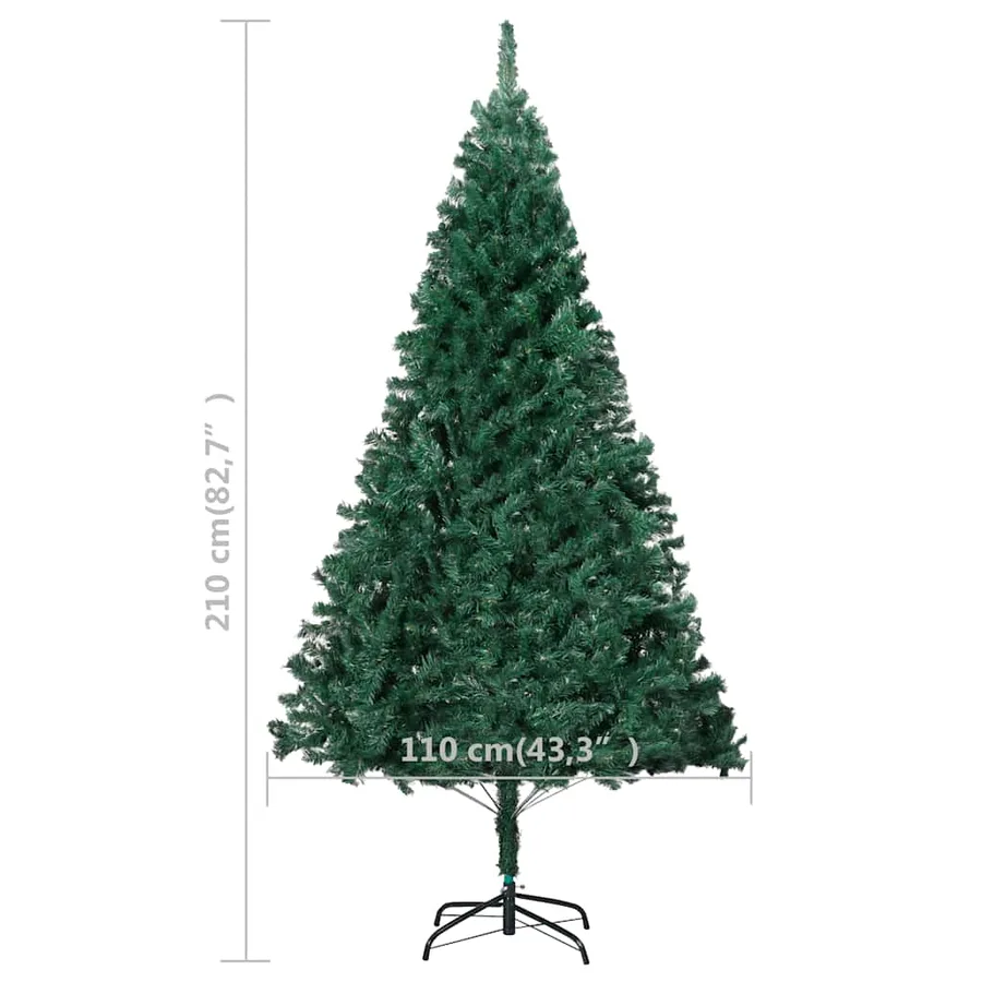 Arbre de Noël artificiel pré-éclairé et boules vert 210 cm PVC - 13