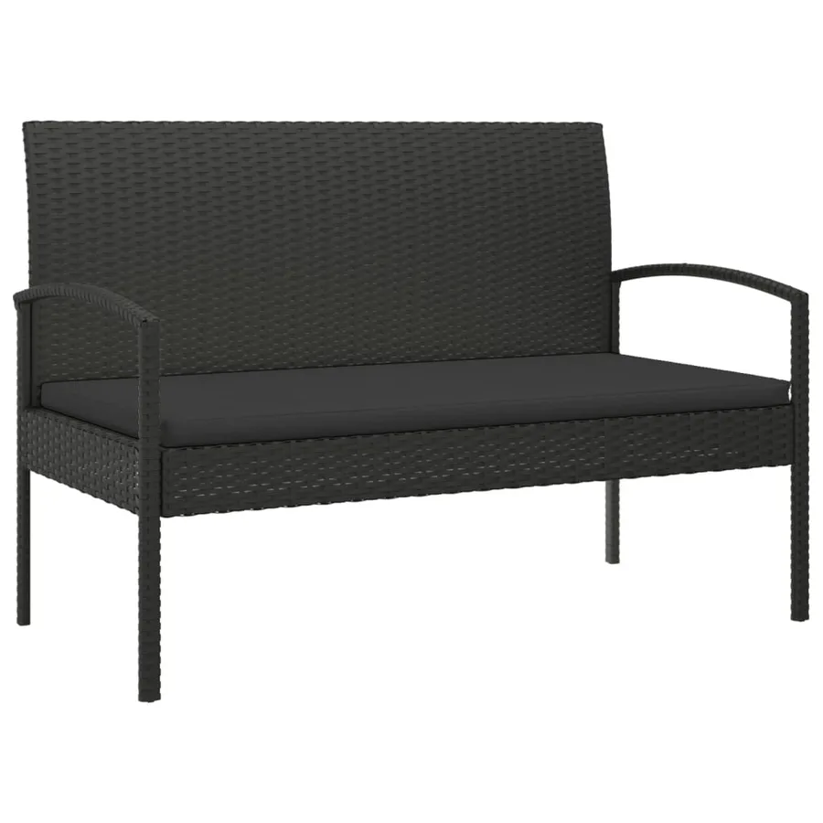 Banc de jardin avec coussin noir 105 cm résine tressée - 2