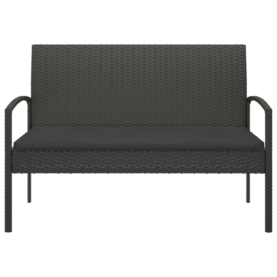 Banc de jardin avec coussin noir 105 cm résine tressée - 3