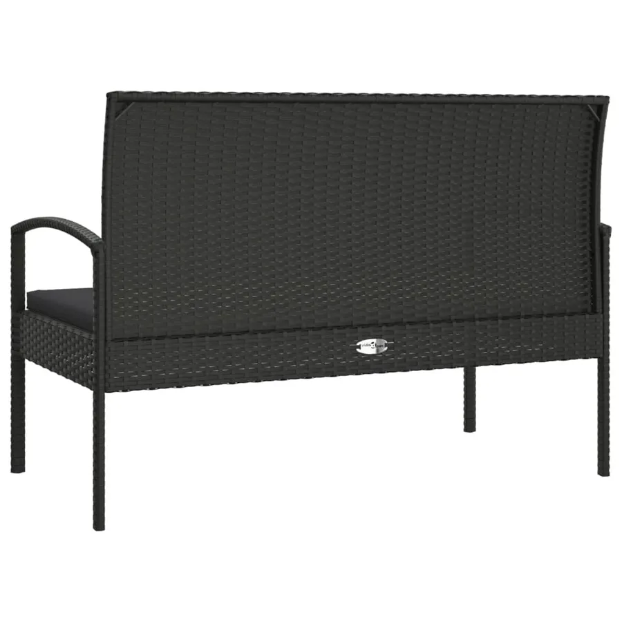 Banc de jardin avec coussin noir 105 cm résine tressée - 5