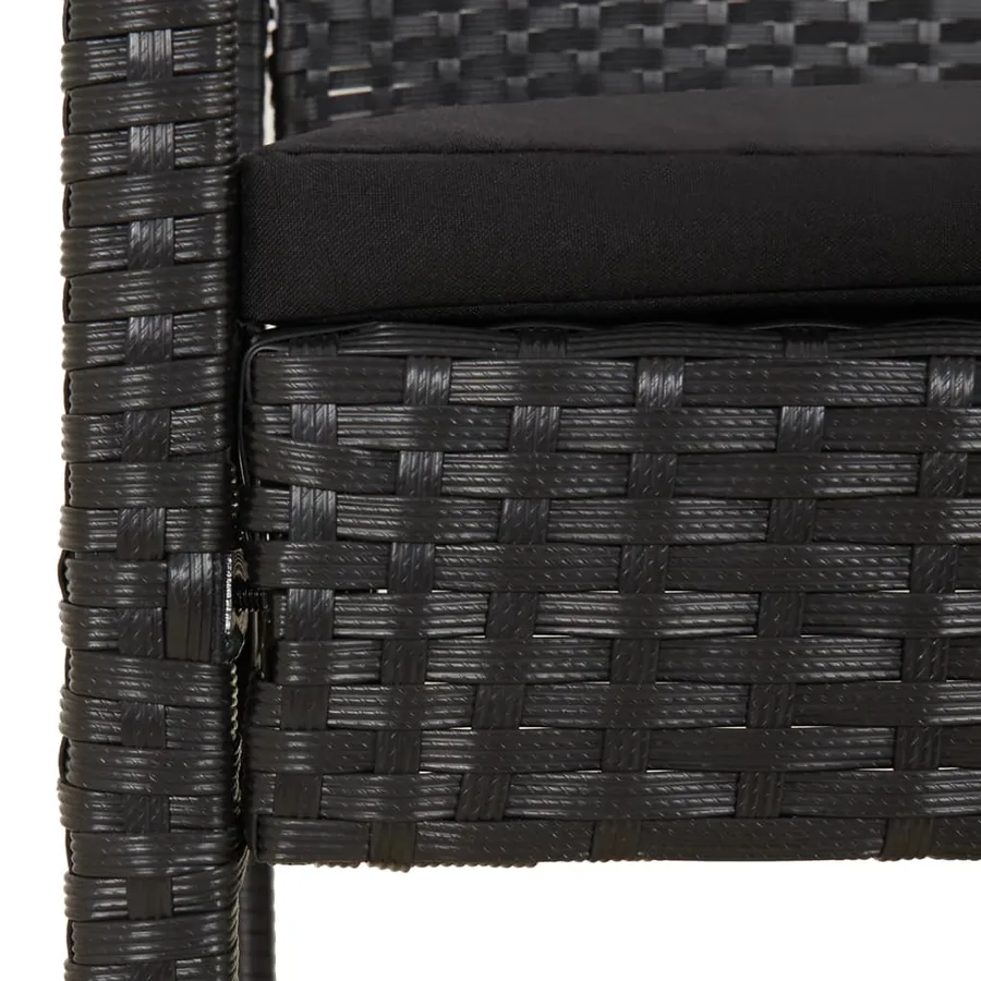 Banc de jardin avec coussin noir 105 cm résine tressée - 6