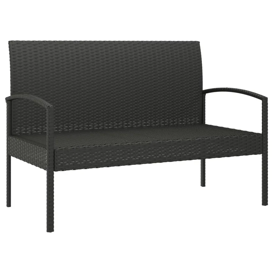 Banc de jardin avec coussin noir 105 cm résine tressée - 7