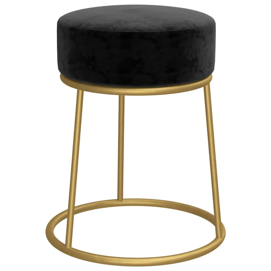Tabouret rond Noir Velours - 2