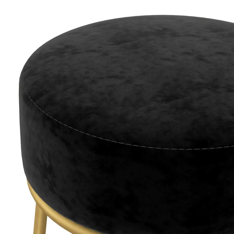 Tabouret rond Noir Velours - 4