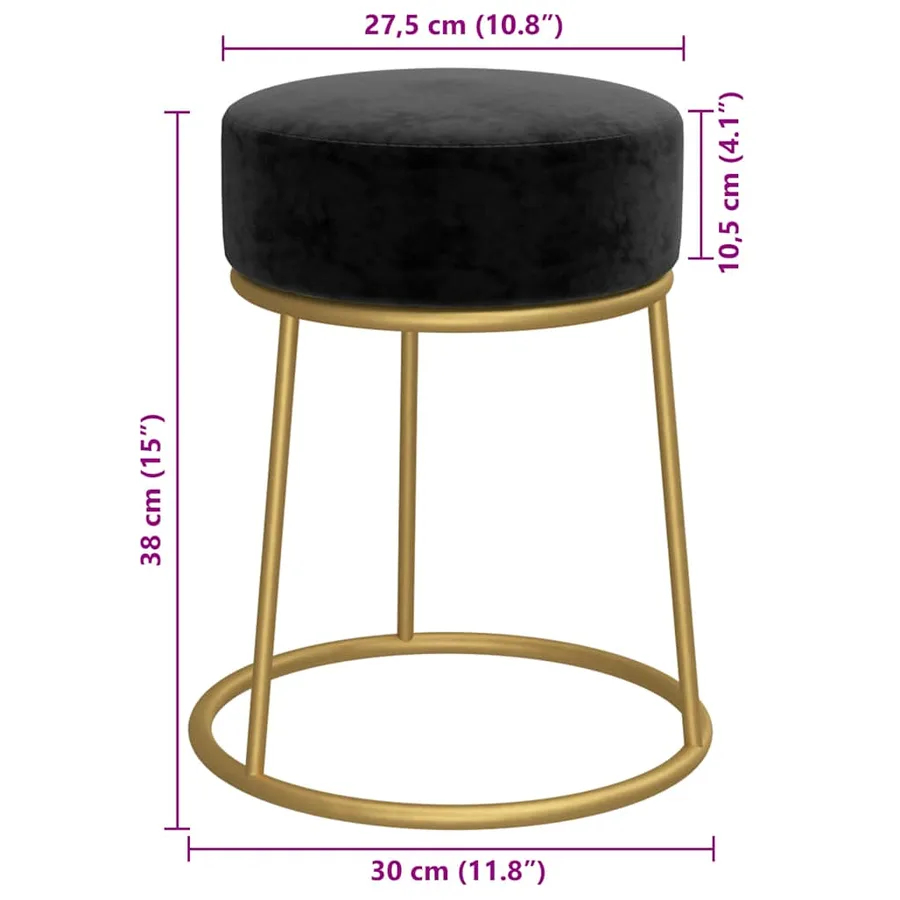 Tabouret rond Noir Velours - 6