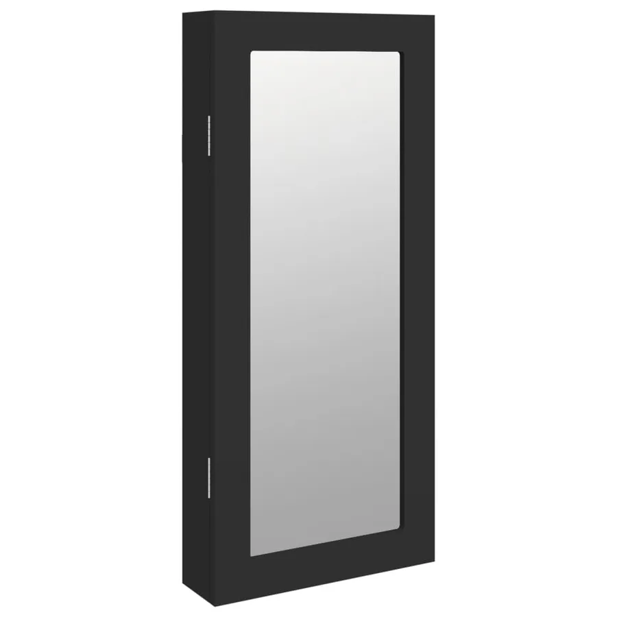 Armoire à bijoux avec miroir murale noir 30x8,5x67 cm - 2