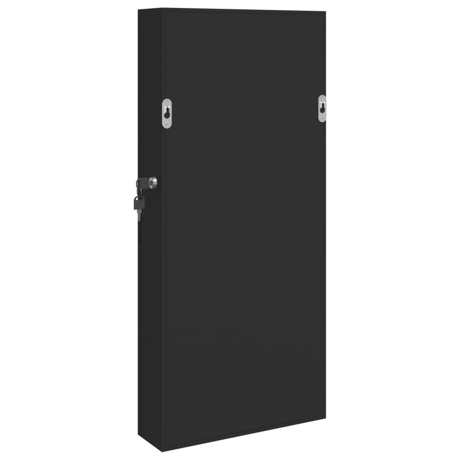 Armoire à bijoux avec miroir murale noir 30x8,5x67 cm - 7