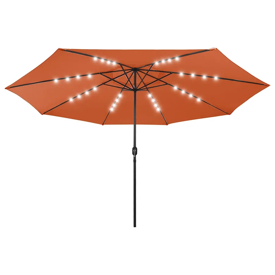 Parasol de jardin avec lumières LED et mât en métal terre cuite - 2