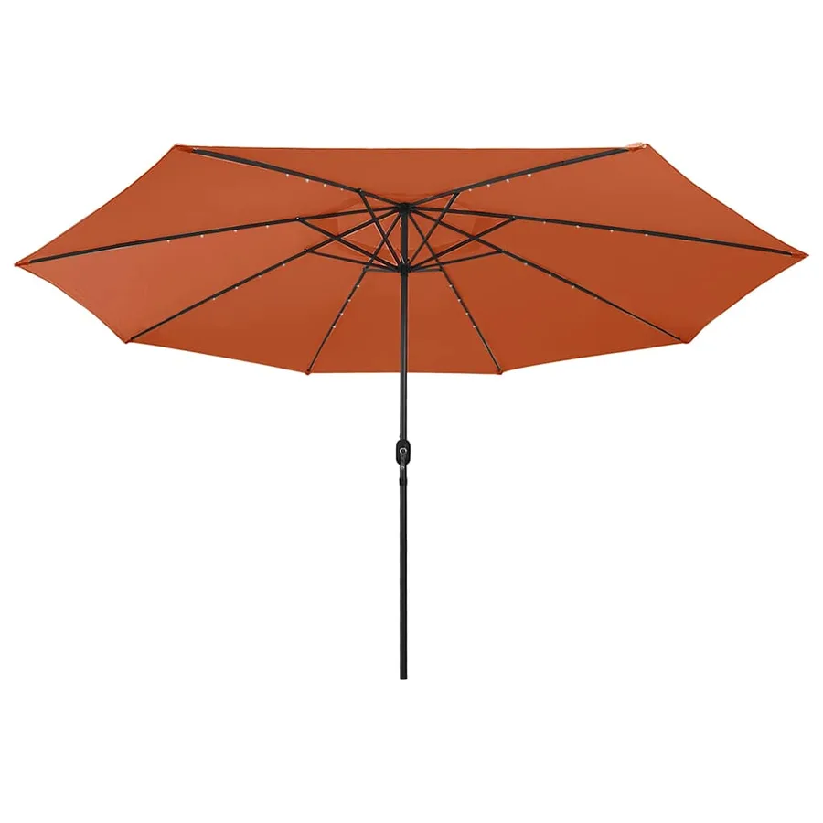 Parasol de jardin avec lumières LED et mât en métal terre cuite - 3