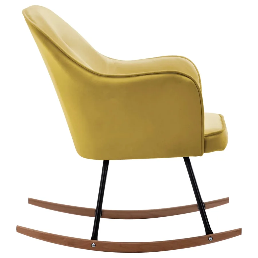 Chaise à bascule Jaune moutarde Velours - 4
