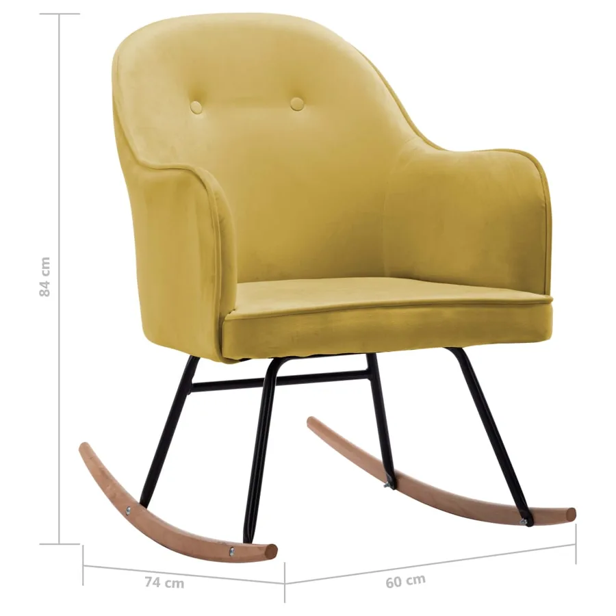 Chaise à bascule Jaune moutarde Velours - 8