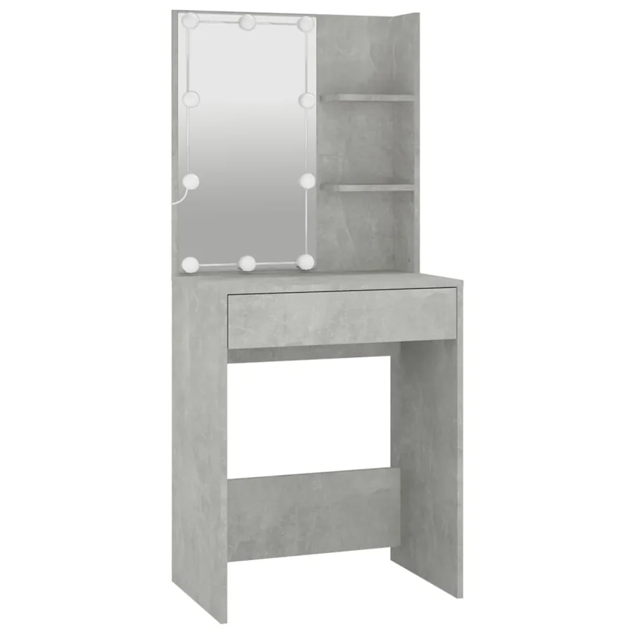 Ensemble de coiffeuse avec LED Gris béton Bois d'ingénierie - 8
