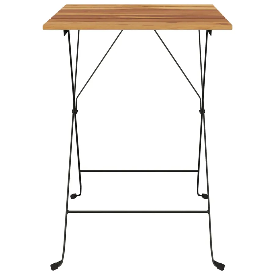 Table de bistro pliante 55x54x71cm Bois de teck solide et acier - 3