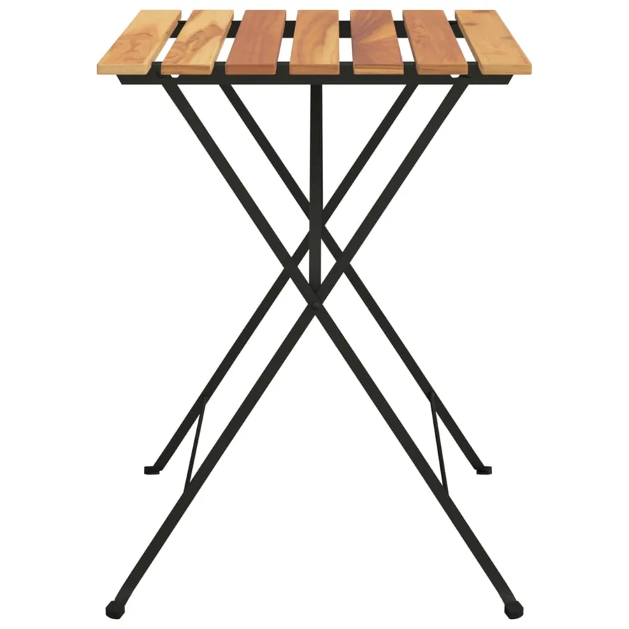 Table de bistro pliante 55x54x71cm Bois de teck solide et acier - 4