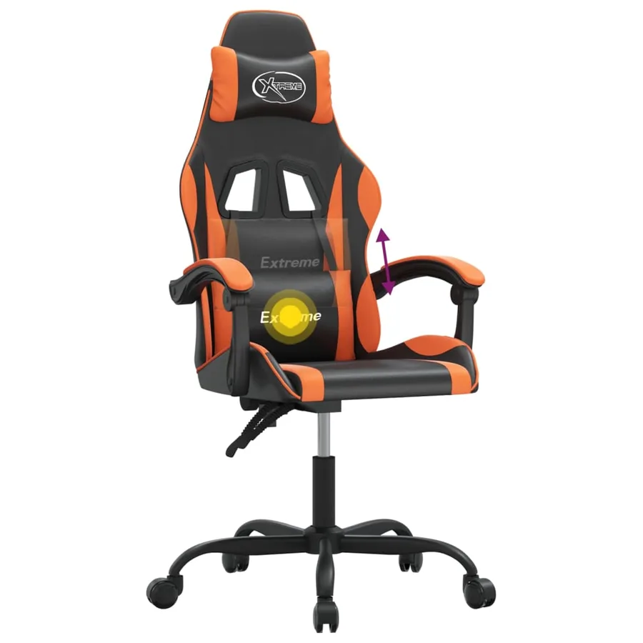 Chaise de jeu pivotante Noir et orange Similicuir - 11