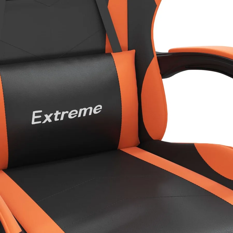 Chaise de jeu pivotante Noir et orange Similicuir - 6