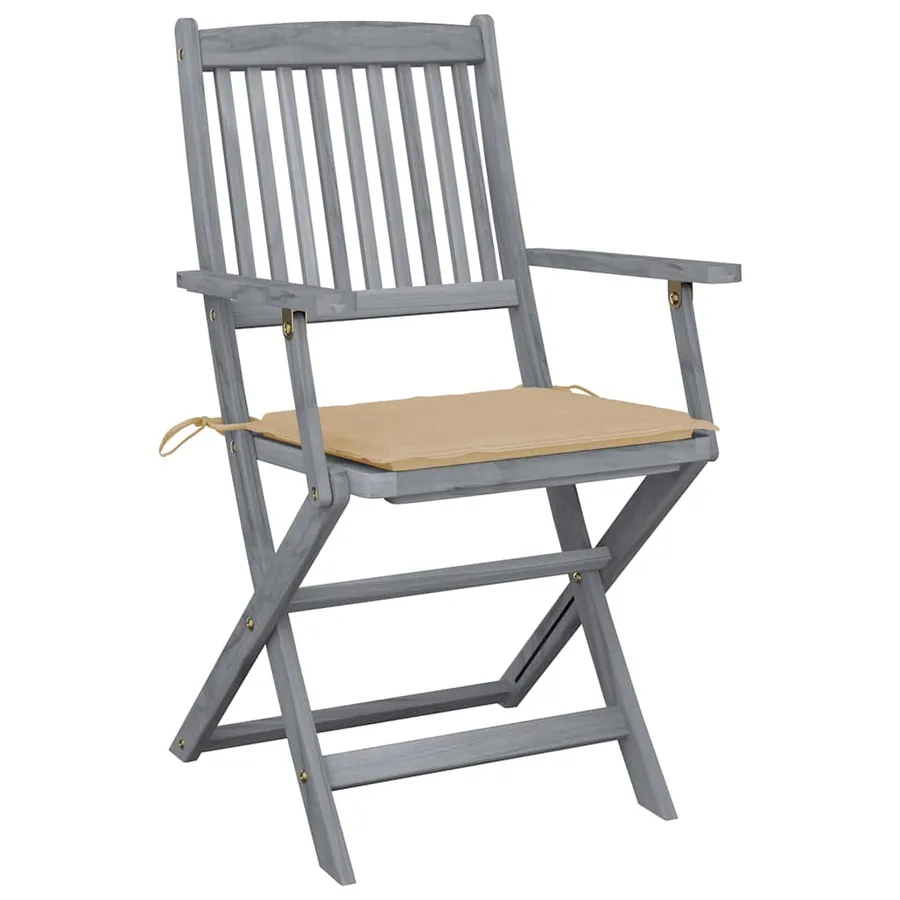 Chaises pliables d'extérieur lot de 2 et coussins Bois d'acacia - 3
