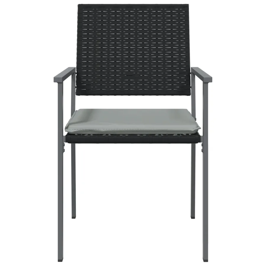 Chaises de jardin et coussins lot de 6 noir 54x62,5x89 cm rotin - 4