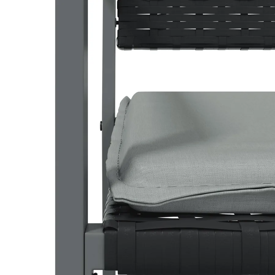 Chaises de jardin et coussins lot de 6 noir 54x62,5x89 cm rotin - 7