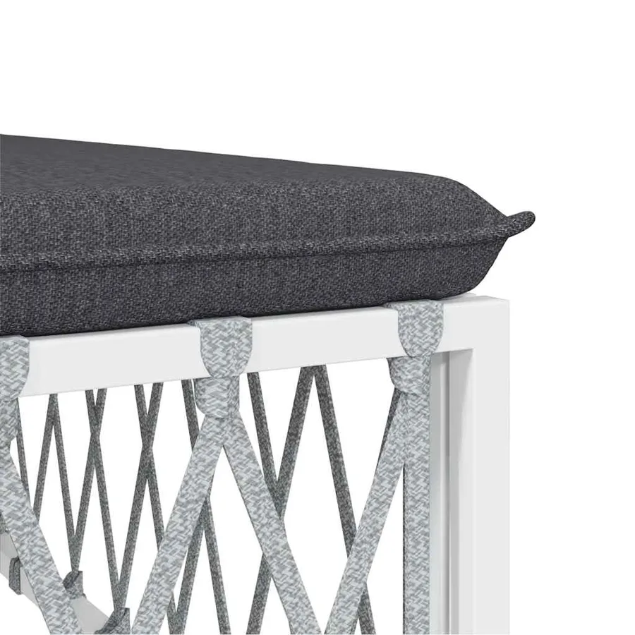 Repose-pied de jardin avec coussin blanc tissu tissé - 5