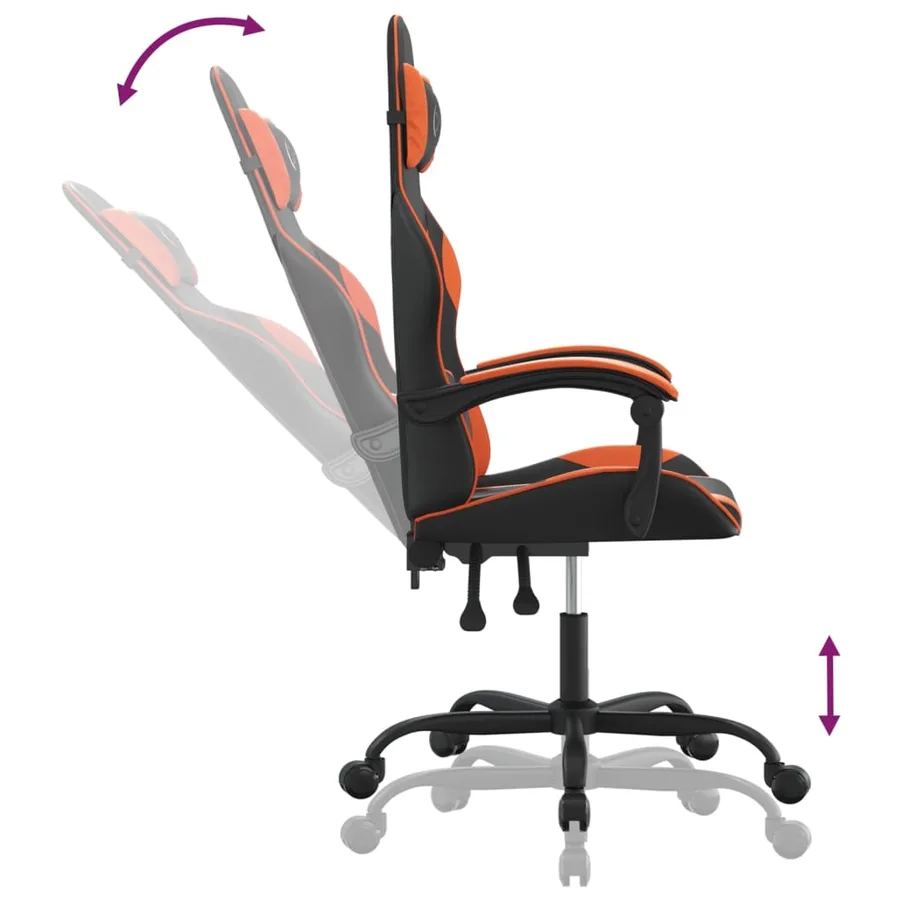Chaise de jeu Noir et orange Similicuir - 6
