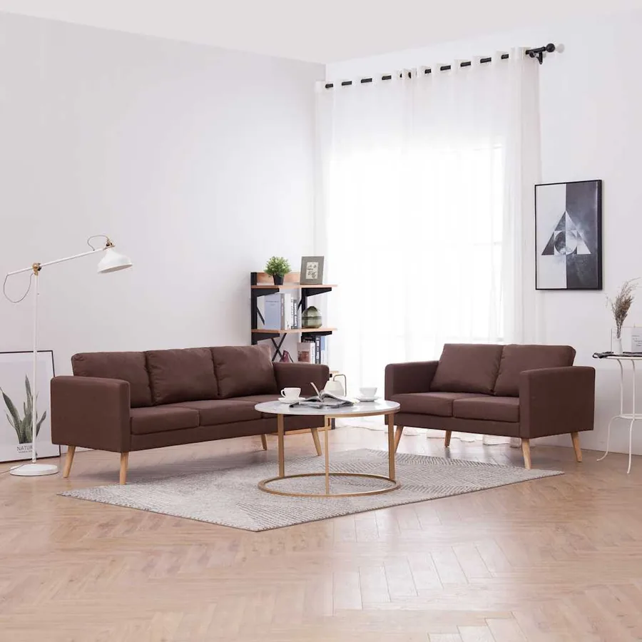Ensemble de canapé 2 pcs tissu marron